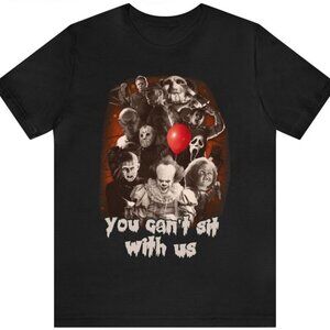 You Cant Sit With Us Horror Movies Shirt Funny Scary Characters Graphic T-Shirt